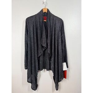 NWT JS Collections Women's Black Metallic Sparkle Drape Front Cardigan Sweater M